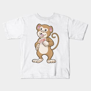 Monkey at Poker with Poker cards Kids T-Shirt